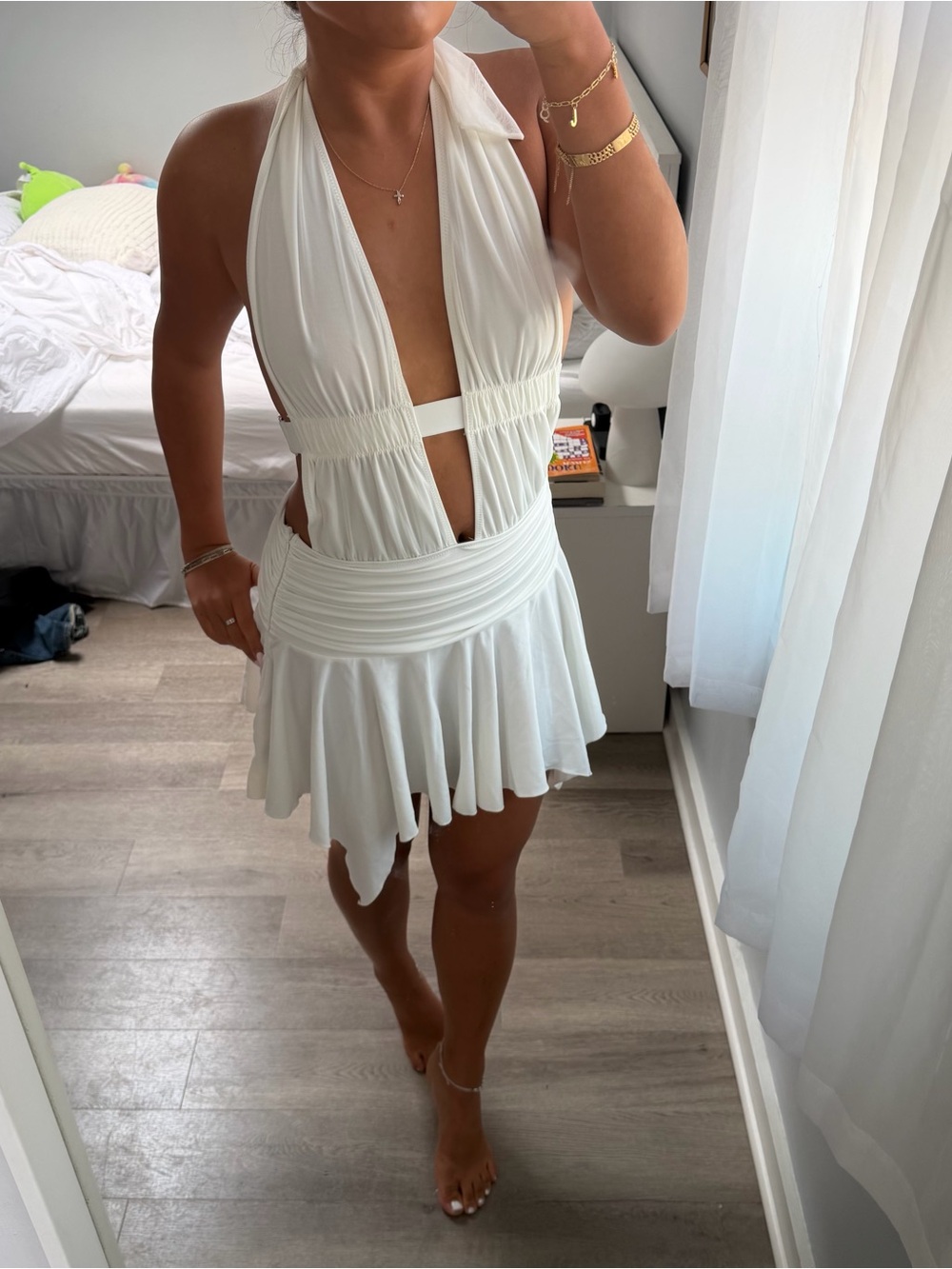 Dolla kill White Halter Cutout Mini Dress